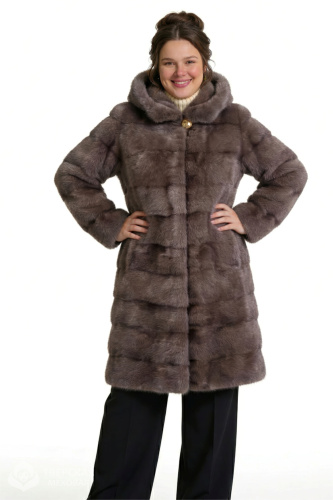 Норковая шуба «Диана» капюшон графит